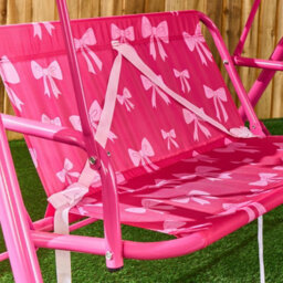 Ohs Kids Bows 2 Seater Swing Bench Canopy Garden Patio Play Set - thumbnail 2