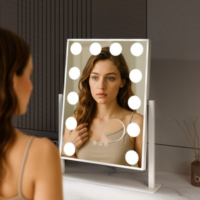 Emitto Led Hollywood Makeup Vanity Mirror Dimmable 3 Colour Lights 31X47Cm - image 1
