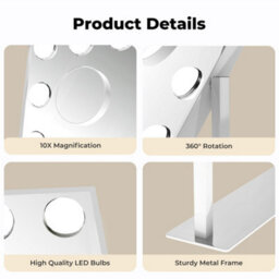 Emitto Led Hollywood Makeup Vanity Mirror  Dimmable 3 Colour Lights 31X47Cm - thumbnail 7