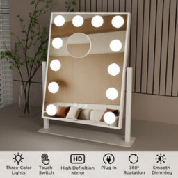 Emitto Led Hollywood Makeup Vanity Mirror  Dimmable 3 Colour Lights 31X47Cm - thumbnail 6