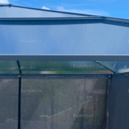 Metal Gazebo With Polycarbonate Roof And Side Curtains, Grey, 10'x12' (3.0X3.6M) Overall - thumbnail 2