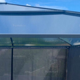 Metal Gazebo With Polycarbonate Roof And Side Curtains, Grey, 10'x12' (3.0X3.6M) Overall - thumbnail 6