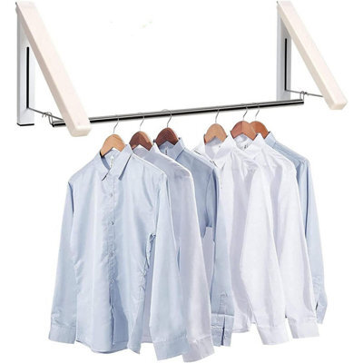Taylor & Brown Foldable Wall Mounted Clothes Rail, Aluminium Coat Hanger Rack With Hooks For Bedroom, Bathroom & Balcony - image 1