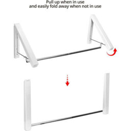 Taylor & Brown Foldable Wall Mounted Clothes Rail, Aluminium Coat Hanger Rack With Hooks For Bedroom, Bathroom & Balcony - thumbnail 4