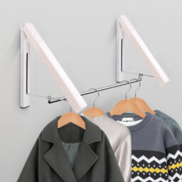 Taylor & Brown Foldable Wall Mounted Clothes Rail, Aluminium Coat Hanger Rack With Hooks For Bedroom, Bathroom & Balcony - thumbnail 2