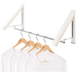 Taylor & Brown Foldable Wall Mounted Clothes Rail, Aluminium Coat Hanger Rack With Hooks For Bedroom, Bathroom & Balcony - thumbnail 3
