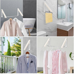 Taylor & Brown Foldable Wall Mounted Clothes Rail, Aluminium Coat Hanger Rack With Hooks For Bedroom, Bathroom & Balcony - thumbnail 6