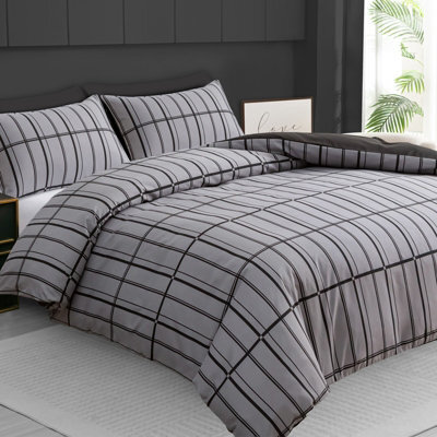 Lazzaro Luxury Soft Microfiber Double Duvet Cover Set Reversible Quilt Cover With Zipper Closure - image 1