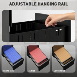 Vinsetto Steel Filing Cabinet With Lock And Wheels For Home Office, Black - thumbnail 5