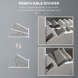 Homcom Shoe Bench With 2 Flip Drawers, Cushion, 8 Pairs For Entryway White - thumbnail 6