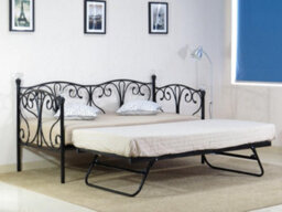 Comfy Living 3Ft Christina Metal Day Bed With Crystal Finials In Black