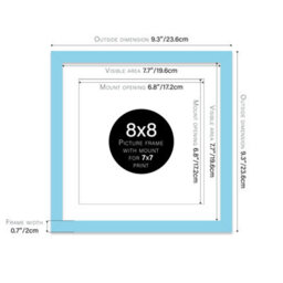 "8X8"" Light Blue Picture Frame - 8X8"" Square Frame With 7X7"" Mount For 8X8""/7X7"" Pictures Moderrn Style Thin Edge, 1 Pack" - thumbnail 2