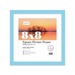 "8X8"" Light Blue Picture Frame - 8X8"" Square Frame With 7X7"" Mount For 8X8""/7X7"" Pictures Moderrn Style Thin Edge, 1 Pack" - thumbnail 1