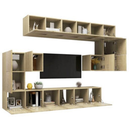 Berkfield 10 Piece Tv Cabinet Set Sonoma Oak Engineered Wood - thumbnail 3