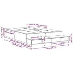 Berkfield Modern Storage Bed Frame Smoked Oak 150X200 Cm - thumbnail 9