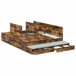 Berkfield Modern Storage Bed Frame Smoked Oak 150X200 Cm - thumbnail 3