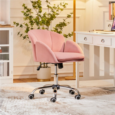 Yaheetech Modern Desk Chair For Home Office Makeup - Pink / Velvet - image 1