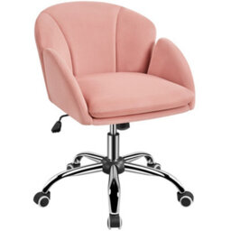 Yaheetech Modern Desk Chair For Home Office Makeup - Pink / Velvet - thumbnail 2