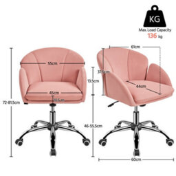 Yaheetech Modern Desk Chair For Home Office Makeup - Pink / Velvet - thumbnail 3