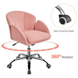 Yaheetech Modern Desk Chair For Home Office Makeup - Pink / Velvet - thumbnail 5