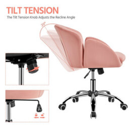 Yaheetech Modern Desk Chair For Home Office Makeup - Pink / Velvet - thumbnail 4