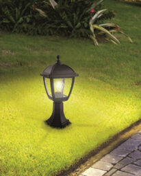 Luminosa Lighting Luminosa Palma Outdoor Pedestal Light 4 Panel Black Ip44, E27 - thumbnail 2