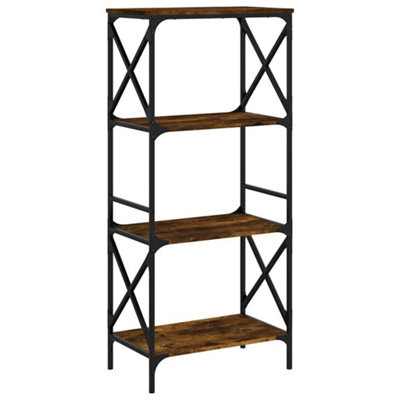 Berkfield Industrial Bookcase 4-Tier Smoked Oak 59X35X132 Cm Engineered Wood - image 1