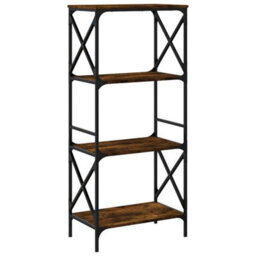 Berkfield Industrial Bookcase 4-Tier Smoked Oak 59X35X132 Cm Engineered Wood - thumbnail 6