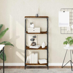 Berkfield Industrial Bookcase 4-Tier Smoked Oak 59X35X132 Cm Engineered Wood - thumbnail 2