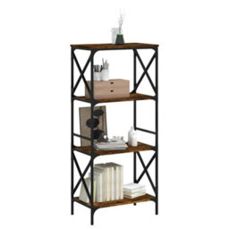 Berkfield Industrial Bookcase 4-Tier Smoked Oak 59X35X132 Cm Engineered Wood - thumbnail 3