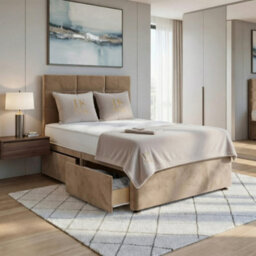 DS Living Opal Mink King Four Drawer Divan Bed - thumbnail 1