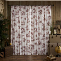 "Smart Living Safari Toile Curtains Pair With Tie Backs - African Wildlife Print- Beige - 66""x72""" - thumbnail 2
