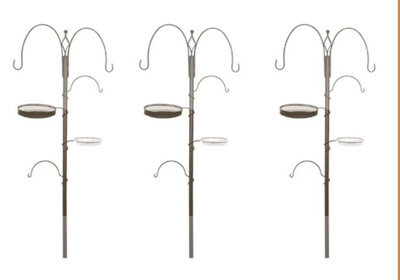 AB Tools 3 X Deluxe Wild Bird Feeding Station 4 Hangers, Feeder Tray, Plastic Bird Bath - image 1