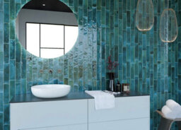 Top Ceramics Turquoise Green Gloss Metro Ceramic Wall Tile Flat Bumpy (L)250mm X (W)65mm Each Box 0.82Sqm