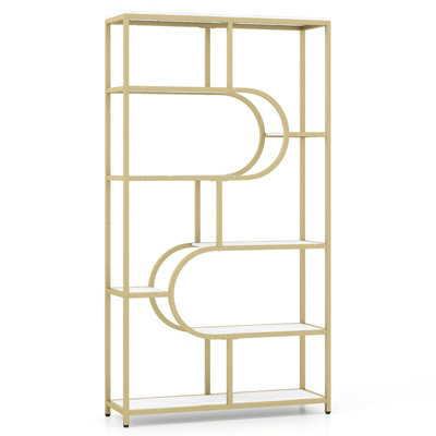 Gainoom 8-Tier Bookshelf Industrial Etagere Bookcase Freestanding Tall Display Shelf With U-Shaped Design - image 1