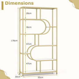 Gainoom 8-Tier Bookshelf Industrial Etagere Bookcase Freestanding Tall Display Shelf With U-Shaped Design - thumbnail 2