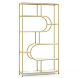 Gainoom 8-Tier Bookshelf Industrial Etagere Bookcase Freestanding Tall Display Shelf With U-Shaped Design - thumbnail 1