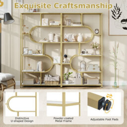 Gainoom 8-Tier Bookshelf Industrial Etagere Bookcase Freestanding Tall Display Shelf With U-Shaped Design - thumbnail 6