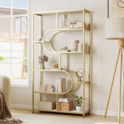 Gainoom 8-Tier Bookshelf Industrial Etagere Bookcase Freestanding Tall Display Shelf With U-Shaped Design - thumbnail 3