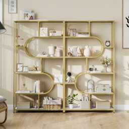 Gainoom 8-Tier Bookshelf Industrial Etagere Bookcase Freestanding Tall Display Shelf With U-Shaped Design - thumbnail 5
