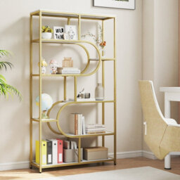 Gainoom 8-Tier Bookshelf Industrial Etagere Bookcase Freestanding Tall Display Shelf With U-Shaped Design - thumbnail 4