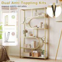 Gainoom 8-Tier Bookshelf Industrial Etagere Bookcase Freestanding Tall Display Shelf With U-Shaped Design - thumbnail 8