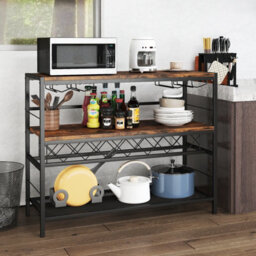 Costway Freestanding Wine Rack Industrial Wine Bar Table W/ 4 Glass Holders - thumbnail 4