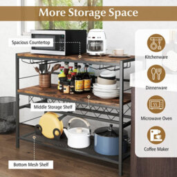 Costway Freestanding Wine Rack Industrial Wine Bar Table W/ 4 Glass Holders - thumbnail 7