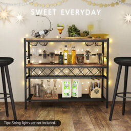 Costway Freestanding Wine Rack Industrial Wine Bar Table W/ 4 Glass Holders - thumbnail 5