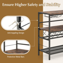 Costway Freestanding Wine Rack Industrial Wine Bar Table W/ 4 Glass Holders - thumbnail 8