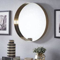 Deenz Round Mirror Gold Deep Aluminium Frame Wall Mounted Mirror Bathroom Living Room A Must Have Mirror Very Good Size (40Cm)