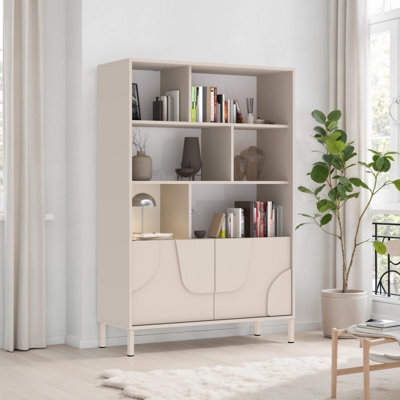 FurniComp LTD Furnicomp Vienna 100Cm 2 Door Tall Cashmere Bookcase - image 1