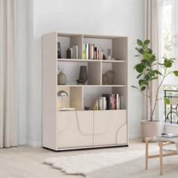 FurniComp LTD Furnicomp Vienna 100Cm 2 Door Tall Cashmere Bookcase - thumbnail 8