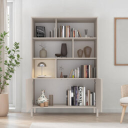 FurniComp LTD Furnicomp Vienna 100Cm 2 Door Tall Cashmere Bookcase - thumbnail 3